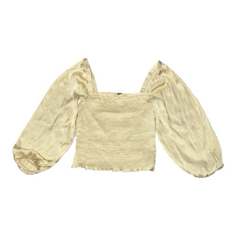 J. Crew Light Gold Blouse with Balloon Sleeves